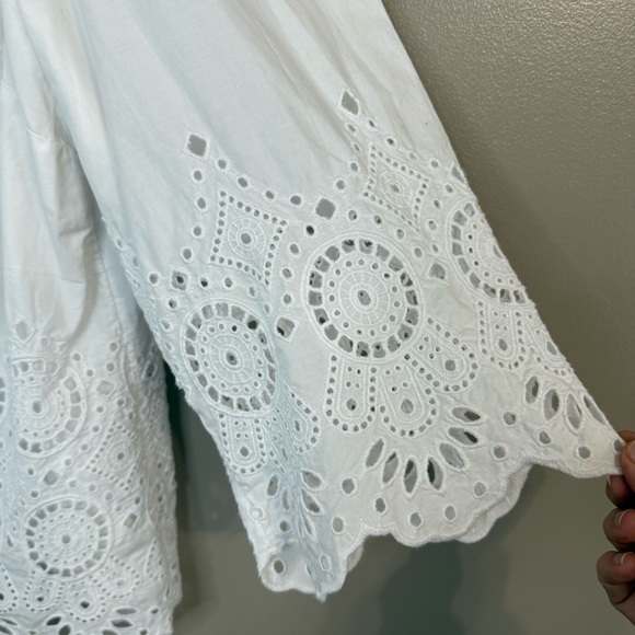 Talbots White Eyelet Lace Blouse Top Feminine 3/4 Sleeve Women’s LP (runs small) - Picture 5 of 9